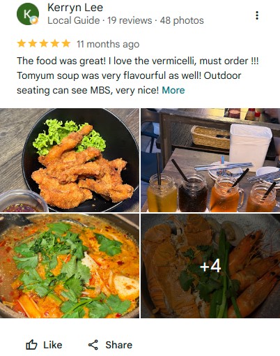 Five-star Google review by Kerryn Lee: The food was great! I love the vermicelli, must order!